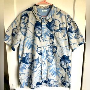 Columbia PFG Fishing Polo Shirt Marlin Sport Fishing Mens Size Large